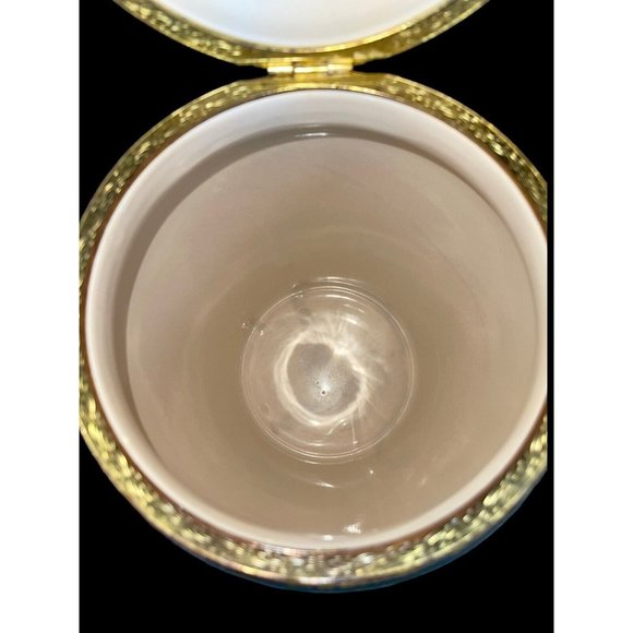 Knott's Berry Farm Ceramic Canister Hinged Lid Cookie Jar Beige Teal Gold Trim - Picture 7 of 11